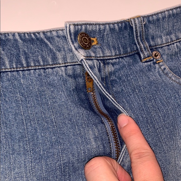 Vintage RALPH Ralph Lauren Denim Mini Skirt CrossStitch Floral Embroidery 10 Y2K - Picture 4 of 14